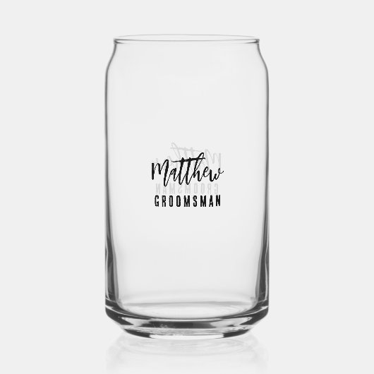 Groomsman vrijgezellenfeest blikvorm glas (Achterkant)