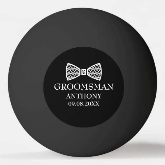 Groomsman vrijgezellenfeest zwart moderne bruiloft pingpongbal (Voorkant)