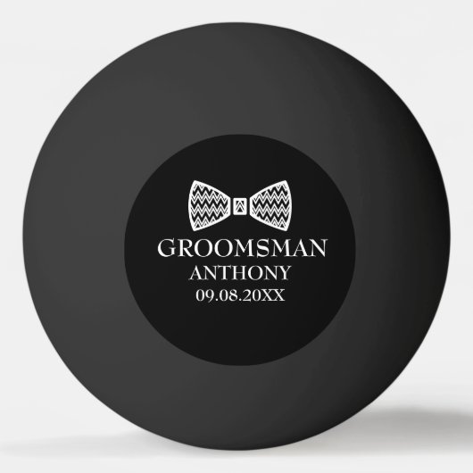 Groomsman vrijgezellenfeest zwart moderne bruiloft pingpongbal (Achterkant)