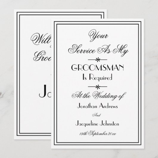 Groomsman Wedding Elegant Chic Voorstel Kaart (Voorkant / Achterkant)