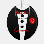 Groomsman Wedding Favor Custom Name Tux Keramisch Ornament (Links)