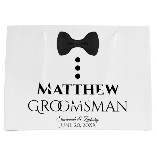 Groomsman Wedding Favor - Cute Black Stropdas & Bu Groot Cadeauzakje (Voorkant)
