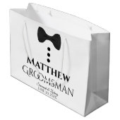 Groomsman Wedding Favor - Cute Black Stropdas & Bu Groot Cadeauzakje (Achterkant Gekanteld)