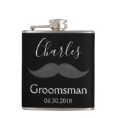 Groomsman Wedding Favor Mustache Heupfles (Voorkant)