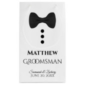 Groomsman Wedding Gift Bag met zwart Stropdas - Kl Klein Cadeauzakje (Achterkant)