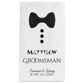 Groomsman Wedding Gift Bag met zwart Stropdas - Kl Klein Cadeauzakje (Voorkant)