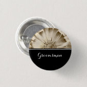Groomsman Wedding Gold Daisy Ronde Button 3,2 Cm (Voorkant /achterkant)