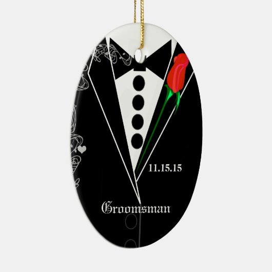Groomsman Wedding kerstversiering Keramisch Ornament (Rechts)