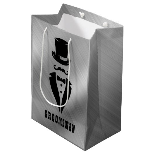 Groomsman Wedding Medium Cadeauzakje (Voorkant Gekanteld)