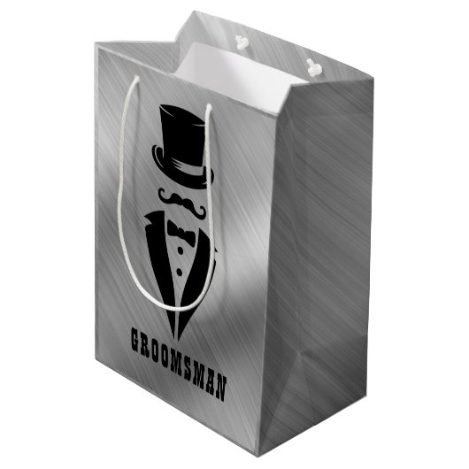 Groomsman Wedding Medium Cadeauzakje (Achterkant Gekanteld)