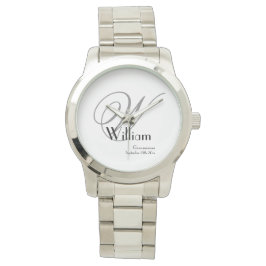 Groomsman Wedding Party Gift Cool Monogram Classic Horloge