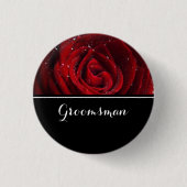 Groomsman Wedding Red Roses Ronde Button 3,2 Cm (Voorkant)