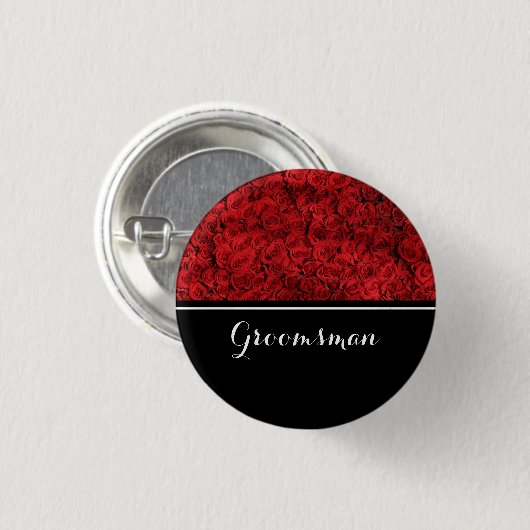Groomsman Wedding Red Roses Ronde Button 3,2 Cm (Voorkant /achterkant)