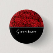 Groomsman Wedding Red Roses Ronde Button 3,2 Cm (Voorkant)