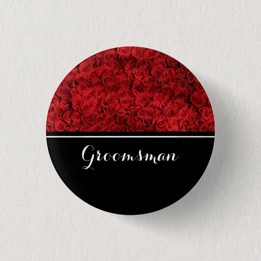 Groomsman Wedding Red Roses Ronde Button 3,2 Cm (Voorkant)