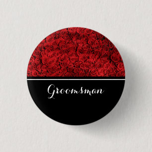 Groomsman Wedding Red Roses Ronde Button 3,2 Cm