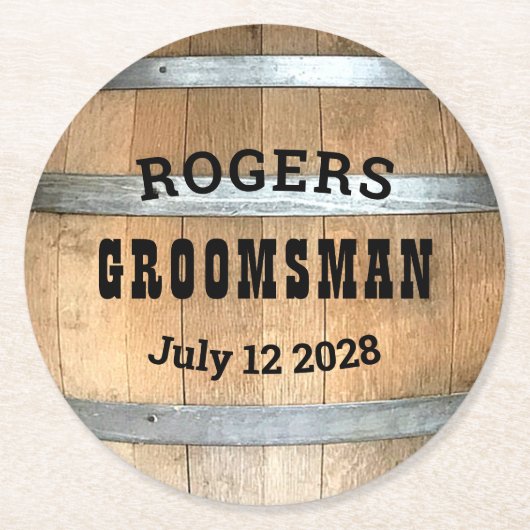 Groomsman Whiskey Barrel Ronde Kartonnen Onderzetter (Voorkant)