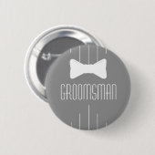 Groomsman White Bowtie 2 Ronde Button 5,7 Cm (Voorkant /achterkant)