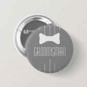 Groomsman White Bowtie Ronde Button 5,7 Cm (Voorkant /achterkant)