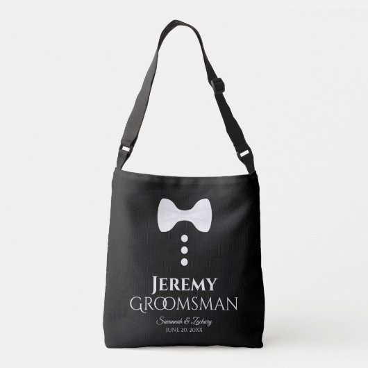 Groomsman White Stropdas Wedding Swag Bag Crossbody Tas (Achterkant)