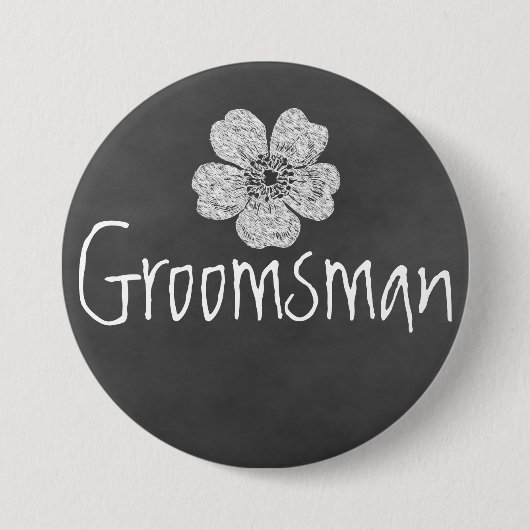 Groomsman Wild White Roses schoolbord Ronde Button 7,6 Cm (Voorkant)