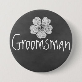Groomsman Wild White Roses schoolbord Ronde Button 7,6 Cm