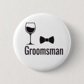 Groomsman Wine Glass and Bow Tie Button Pin  (Voorkant)