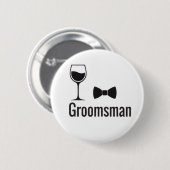 Groomsman Wine Glass and Bow Tie Button Pin  (Voorkant /achterkant)