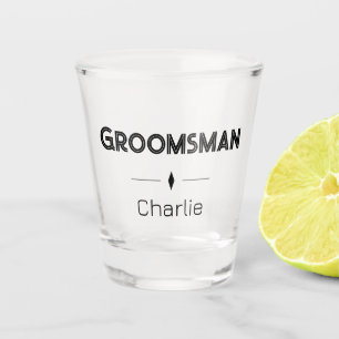 Groomsman zwart diamant monogram bruiloft shot glas