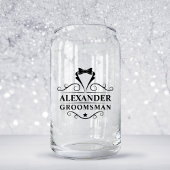 Groomsman Zwart Stropdas Shot Blikvorm Glas