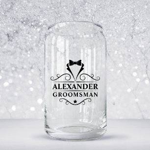 Groomsman Zwart Stropdas Shot Blikvorm Glas