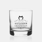 Groomsman Zwart Stropdas Shot Whisky Glas (Voorkant)