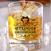 Groomsman Zwart Stropdas Shot Whisky Glas