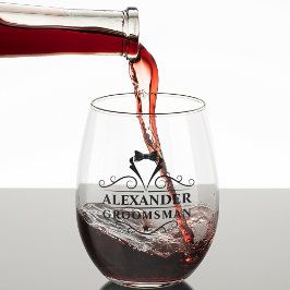 Groomsman Zwart Stropdas Shot Wijnglas Zonder Voet