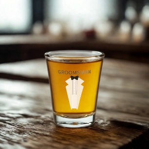 Groomsman Zwart Stropdas Tuxedo Wedding Shot Glass Glas