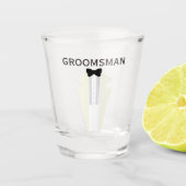 Groomsman Zwart Stropdas Tuxedo Wedding Shot Glass Shot Glas (Voorkant)