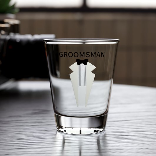 Groomsman Zwart Stropdas Tuxedo Wedding Shot Glass Shot Glas
