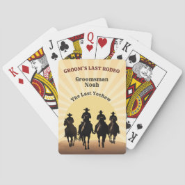 Groomsman's naam Groom's Last Rodeo Cowboy Sunset Pokerkaarten