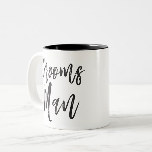 Groomsmen | Aangepaste bruiloft in Script-stijl Tweekleurige Koffiemok (Voorkant links)