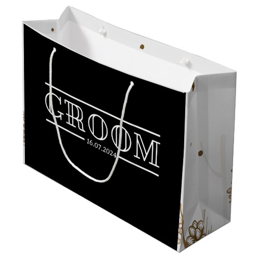 Groomsmen Bachelor Party Custom Groot Cadeauzakje (Voorkant Gekanteld)