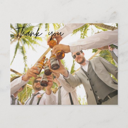 Groomsmen Best Man Weddenschap Foto bedankt Briefkaart (Voorkant)