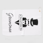 Groomsmen Black Tuxedo Top Hat Mustache Golfhanddoek (Horizontaal)