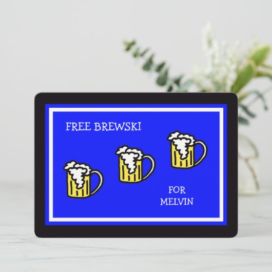 Groomsmen Blauw met Brewski Kaart (Staand voorkant)