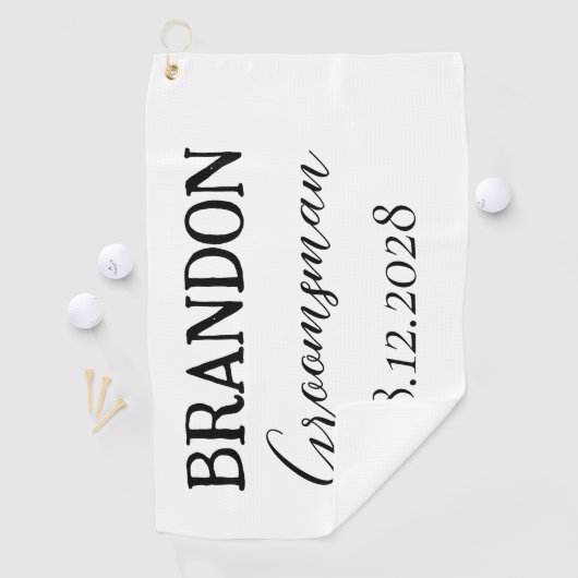Groomsmen bruiloft typografie Modern Golfhanddoek (Insitu)