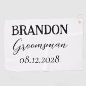 Groomsmen bruiloft typografie Modern Golfhanddoek (Horizontaal)