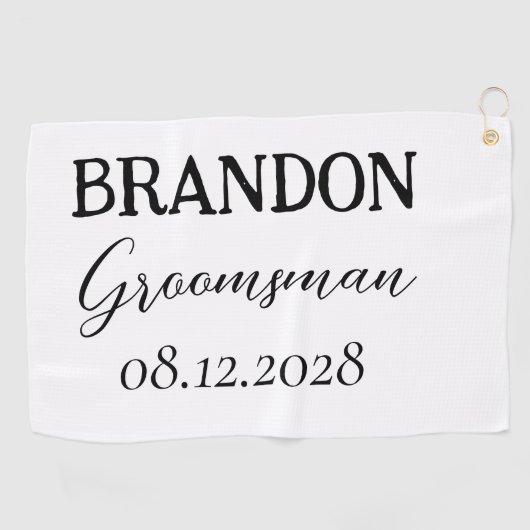 Groomsmen bruiloft typografie Modern Golfhanddoek (Horizontaal)