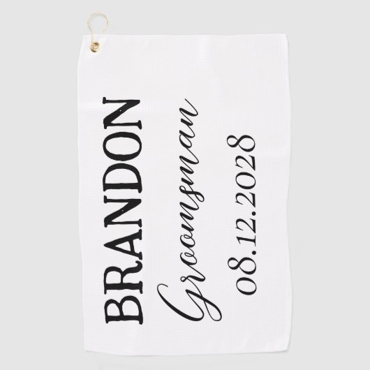 Groomsmen bruiloft typografie Modern Golfhanddoek (Voorkant)