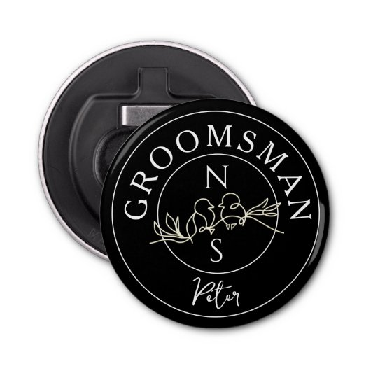 Groomsmen Button Flesopener (Voorkant)