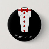 Groomsmen Button (rood) (Voorkant)