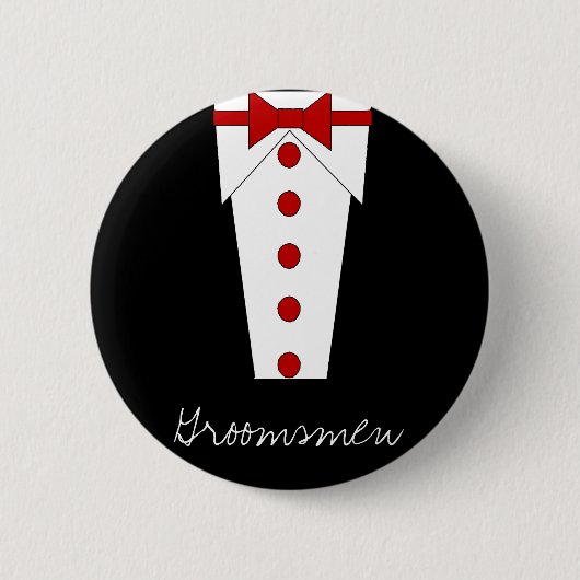 Groomsmen Button (rood) (Voorkant)